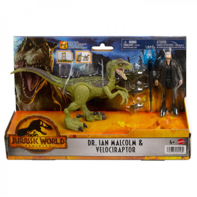 JURASSIC WORLD DOMINION SET 2 FIGURINE DR. IAN MALCOLM SI VELOCIRAPTOR SuperHeroes ToysZone foto