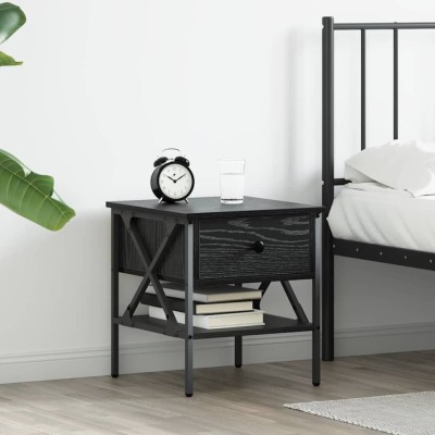 vidaXL Cabinet de Noptieră cu sertar Stejar negru 40 x 42 x 45 cm 871226 foto