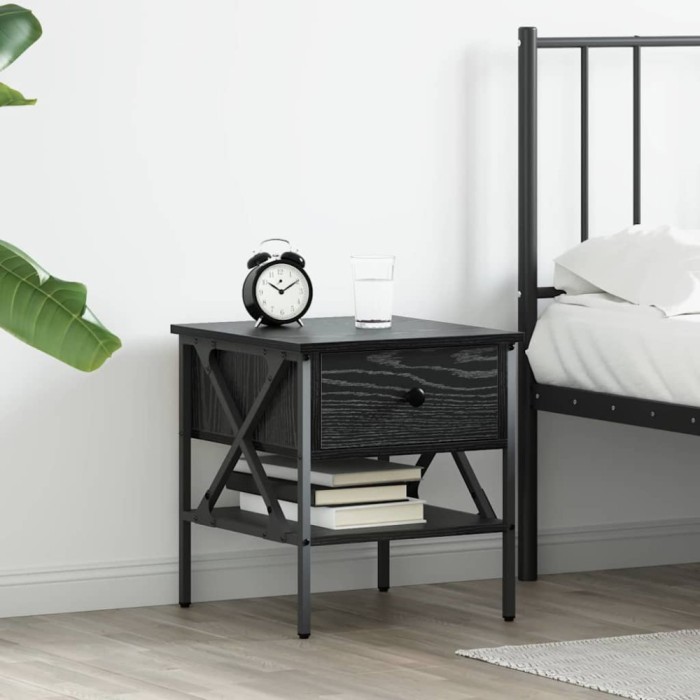 vidaXL Cabinet de Noptieră cu sertar Stejar negru 40 x 42 x 45 cm 871226