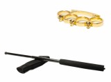 Cumpara ieftin Set Autoaparare: Baston Telescopic 64cm Negru Otel + Box Craniu Auriu - Ideallstore