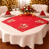 Set fata de masa alba cu broderie rosie-6 persoane