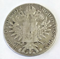 AUSTRIA THALER MARIA THERESA 1780 SF ARGINT PATINA PIESA AGATATA SI REPARATA VF+