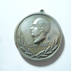 Medalie comemorativa Rudolf Diesel , metal argintat , d=3,5cm