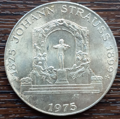 (A897) MONEDA DIN ARGINT AUSTRIA - 100 SCHILLING 1975, JOHANN STRAUSS foto