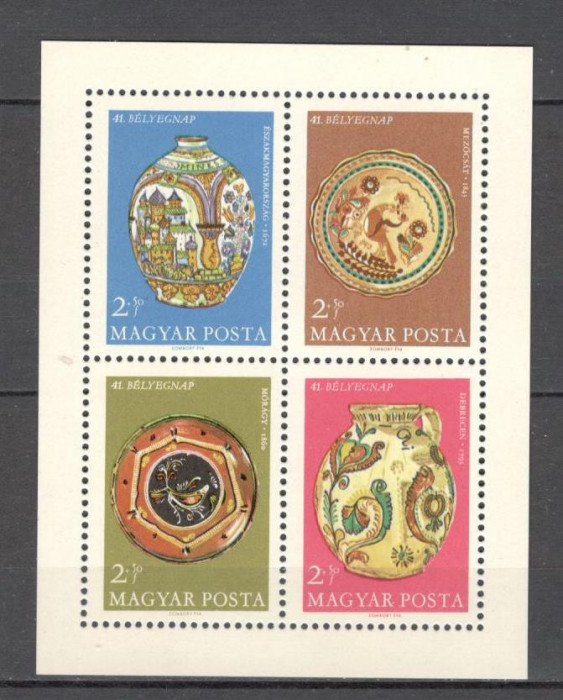 Ungaria.1968 Ziua marcii postale:Ceramica-Bl. SU.298