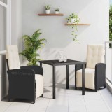 vidaXL Set de masă pentru grădină cu pernă 3 pcs Negru poliratan 3380302