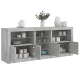 VidaXL Servantă cu lumini LED, gri beton, 162x37x67 cm