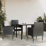 vidaXL Set mobilier de grădină, 5 piese, negru, poliratan și oțel 3203313