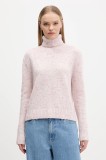 Tommy Jeans pulover din amestec de l&acirc;nă culoarea roz, cu guler, DW0DW21687