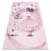 BAMBINO 2185 covor lavabil Balerina, pisicuta pentru copii anti-alunecare - roz, 160x220 cm