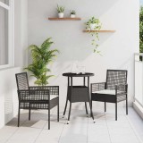 VidaXL Set de masă pentru grădină 3 pcs Negru Rattan poli