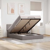 vidaXL Pat otoman cu saltea și LED-uri Taupe 140x190 cm țesătură 3312226