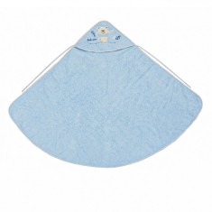 Prosop Bebe, Model Ursuleț, Culoare Ciel, Dimensiune 1x1m, Bumbac, Glugă