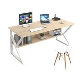 Cumpara ieftin Birou cu raft din mdf maro stejar natur si picioare fier alb Tarcal 80x40x72 cm