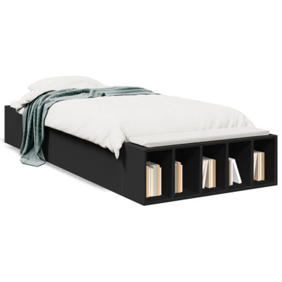vidaXL Cadru de pat, negru, 90x190 cm, lemn prelucrat foto