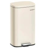 SONGMICS Cos de gunoi din otel cu pedala, galeata interioara plastic, capac inchidere lenta, 30L, 35x30x63cm, bej Household NewTrend
