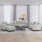 VidaXL Set de canapele cu perne, 4 piese, gri deschis, microfibră