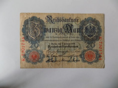 Bancnote Germania 20 marci 1914 foto