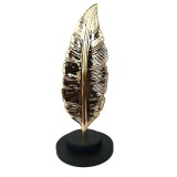 Cumpara ieftin Statueta decorativa in forma de frunza, Gold, 27 cm, 464H-2