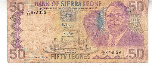 M1 - Bancnota foarte veche - Sierra Leone - 50 leones - 1988