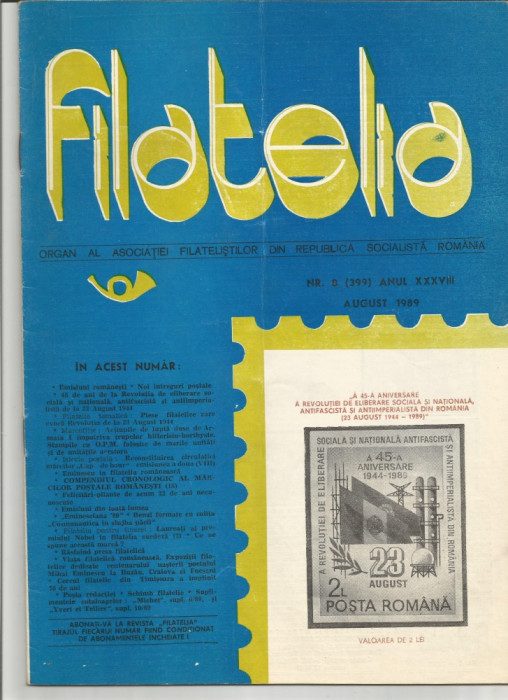 Romania, revista Filatelia nr. 8/1989 (399)