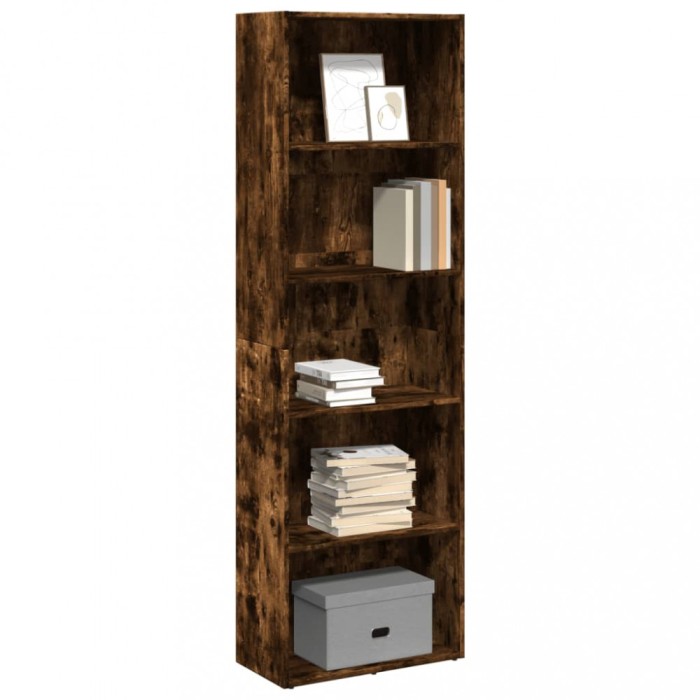 Gossi biblioteca, stejar fumuriu, 60x30x189 cm, lemn prelucrat