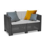 Canapea Gradina Leziter 2 Locuri Polipropilena Antracit - Exterior, Terasa, Rezistenta UV, Italia