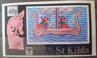 St Kilda corabie sculptata bloc nedant. Mnh foto