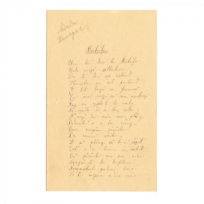 Adela Xenopol, două poezii manuscris
