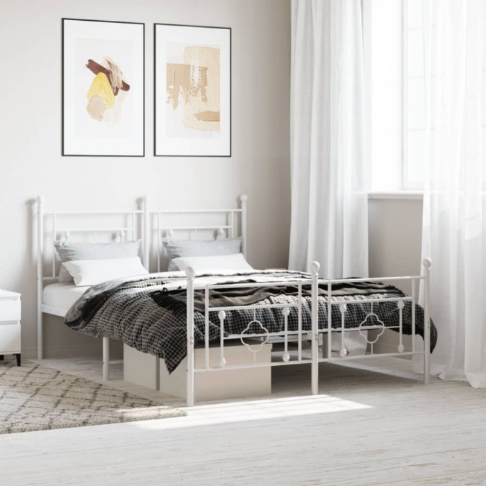 Gossi cadru de pat metalic cu tablie, alb, 140x200 cm