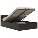 Cumpara ieftin Cadru pat hidraulic cu ladă gri 120x200 cm, piele ecologică
