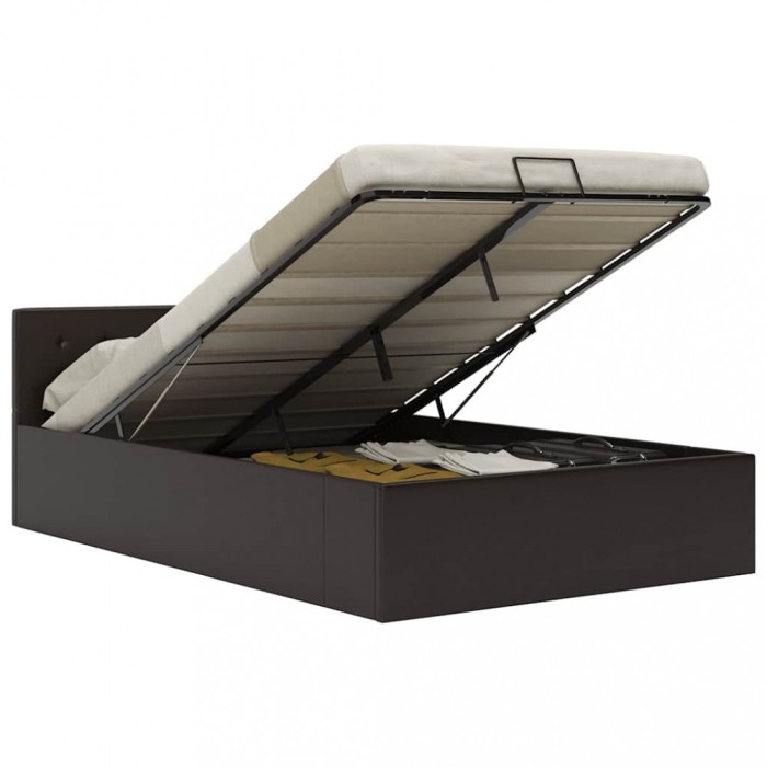 vidaXL Cadru pat hidraulic cu ladă gri 120x200 cm, piele ecologică 285524