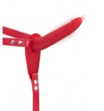 Cumpara ieftin Strap-on 10 Moduri Vibratii, Silicon, USB, Rosu, 15.5 cm