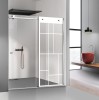 Paravan dus cu usa glisanta Glissando INOX, model Urban alb, sticla clara securizata, pentru nisa cu latime intre 122-140x205 cm, Leroy Glass