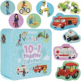 Cumpara ieftin Puzzle progresiv Toddler 10 in 1, Boppi - Vehicule