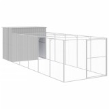 Cusca de caine &amp; tarc gri deschis 214x661x181cm otel galvanizat GartenMobel Dekor, vidaXL