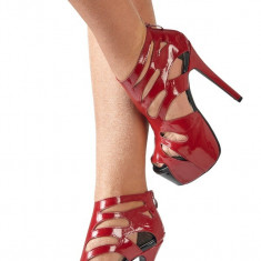 Sandale Platforma Rosii Toc 14cm, High Heel Red Sandals