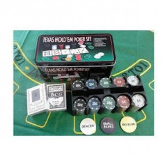 Set Poker Texas Hold ' Em 200 jetoane inscriptionate + doua pachete carti