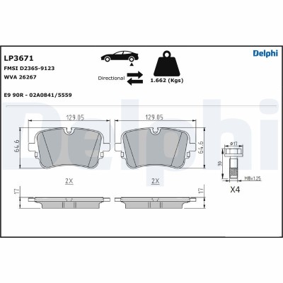 DELPHI LP3671 set placute frana,frana disc foto
