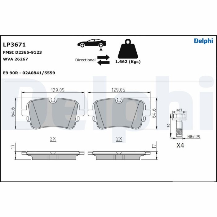 DELPHI LP3671 set placute frana,frana disc
