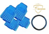Covorase Auto Universale Cauciuc + Husa Volan Albastra - Set 4 Bucati