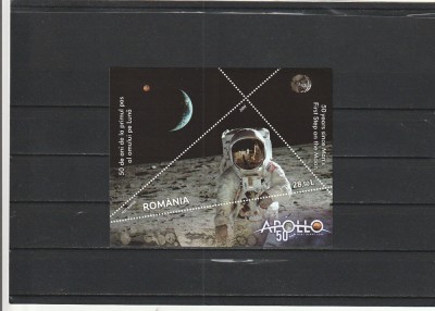 ROMANIA 2019 LP 2247 a 50 DE ANI DE LA PRIMUL PAS AL OMULUI PE LUNA COLITA MNH NESTAMPILATA foto