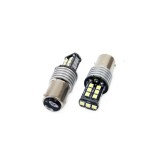 Set becuri auto cu LED CANBUS compatibil P21/5W BA15D 15 SMD 7.5W Alb 12/24V, destinat competitiilor auto sau off-road