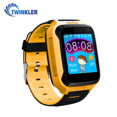 Ceas Smartwatch Pentru Copii Twinkler TKY-Q529 cu Functie Telefon, Localizare GPS, Camera, Pedometru, SOS, Lanterna, Joc Matematic - Galben, Cartela S foto