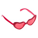 Ochelari Deghizare, Model Inimă, Glitter Roșu, Plastic, Rosu, Oem