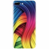 Husa silicon pentru Apple Iphone 7 Plus, Curly Colorful Rainbow Lines Illustration
