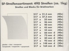 Posete filatelice L=217 mm. diferite inaltimi 26-160 mm. spate negru 1000 gr.