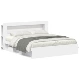 vidaXL Cadru de pat cu depozitare Alb 180 x 200 cm Lemn prelucrat 3433517