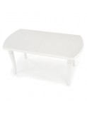 Masa living extensibila HM Fryderyk, blat MDF laminat, picioare lemn masiv, 10 persoane, 160-240x90x74 cm, alba