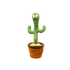 Jucarie interactiva Cactus Vorbitor si Dansator, dimensiune 32 cm, cu baterii incluse, danseaza si repeta ceea ce spune copilul, Verde